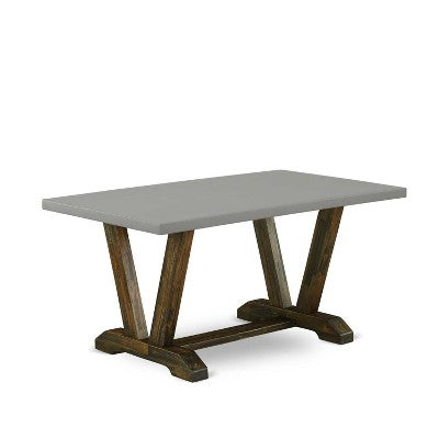 HomeStock 7-Piece Distressed Jacobean Finish Solid Wood Top Dining Table with 6-Chairs