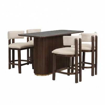 Christopher Knight Home Quini Modern 5 Piece Wooden Dining Set with Pedestal Design and Rubberwood Legs
