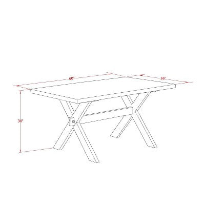 HomeStock 5-Piece Distressed Jacobean Finish Solid Wood Top Dining Table with 4-Upholstered Chairs