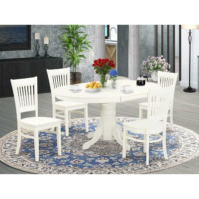 HomeStock AVVA5 Linen White 5 Piece Kitchen Table and Chair Set Modern Style
