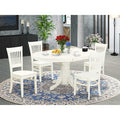 HomeStock AVVA5 Linen White 5 Piece Kitchen Table and Chair Set Modern Style