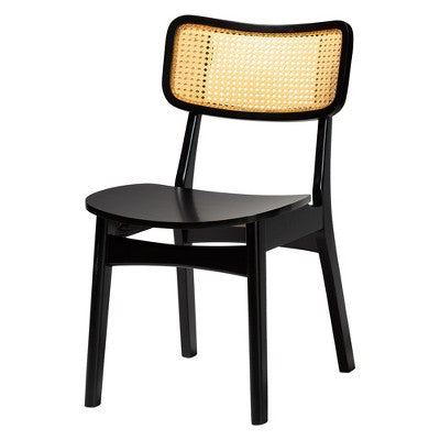 Baxton Studio Linnet Mid-Century Modern Wood and Rattan 5-Piece Dining Set