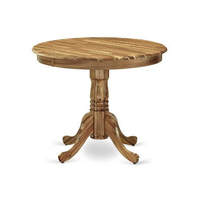 HomeStock 3-Pc Natural Oil Finish Solid Wood Top - Round Dining Room Set - Seats 4