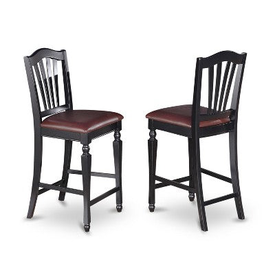 HomeStock Belmont Counter Dining Table Set with Self - Storing Leaf and 8 Parson Chairs, Black Finish
