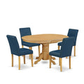 Tuscan Oval Dining Set 5pc - 42-60 Table w/ Leaf & 4 PU Leather Chairs - HomeStock