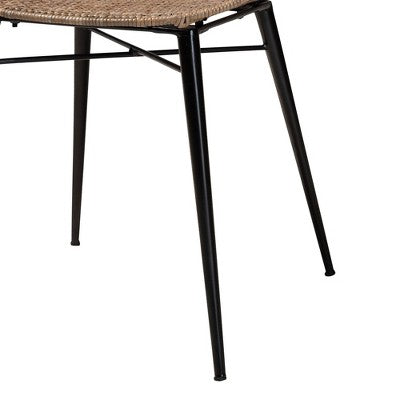 Baxton Studio Sabelle Japandi Wood and Rattan 5-Piece Dining Set