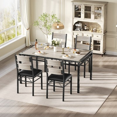 Dining Table Set for 4, Dining Room Table Set, Wood Kitchen Table and Chairs Set of 4 with Upholstered Chairs for, Kitchen Room, Apartment