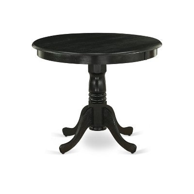 HomeStock Belmont 5-Pc Kitchen Table and Chairs Set Included a Round Dining Table & 4 Parson Chairs, Wirebrushed Black Finish