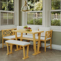 6 Piece Dining Table Set for 6, Farmhouse Dining Set, Space Saving Kitchen Nook Dining Room Breakfast Nook Table Set, Natural+White - ModernLuxe