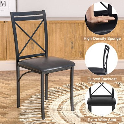 VECELO 5-Piece Dining Table Set for 4, Faux Marble Dinette with 4 Chairs for Kitchen, Small Space, Black/White