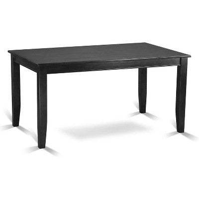 HomeStock Belmont 7Pc Rectangular 60 Inch Dining Table And Six Parson Chair With Black Leg And Linen Fabric Dark Gotham Grey