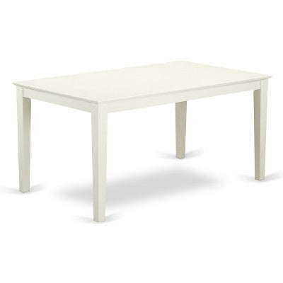 HomeStock Belmont 6PC Rectangular 60 inch Table and 4 vertical slatted Chairs plus 1 bench, Linen White