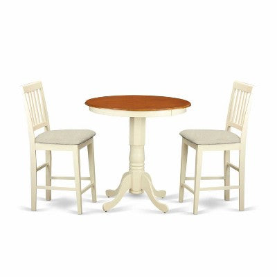 Counter Height Dining Set - 5 Piece Table & Chairs - Modern Bohemian Style - Round Table & Elegant Design