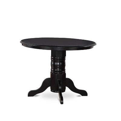HomeStock 5-Piece Round Black Finish Solid Wood Top Dining Table with 4 Parson Chair