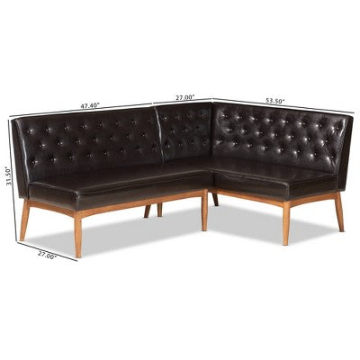 2pc Riordan Wood Dining Nook Banquette Set - Baxton Studio