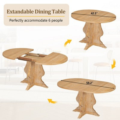 GDFStudio Mandy Farmhouse 5-Piece Extendable Dining Table Set with Upholstered Chairs