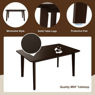 5-Piece Rustic Dining Set with Wood Table and 4 Upholstered Chairs in Espresso