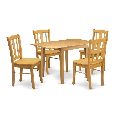 HomeStock 5-Pc Natural Oak Finish Solid Wood Top - Dining Room Set - Seats 4