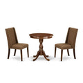3-Piece Mahogany Finish Solid Wood Top - Dining Room Set - Seats 4