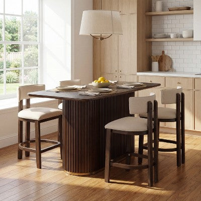 Christopher Knight Home Quini Modern 5 Piece Wooden Dining Set with Pedestal Design and Rubberwood Legs