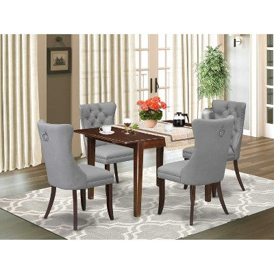5-Piece Mahogany Finish Solid Wood Top - Rectangular Dining Room Set (Seats-4)