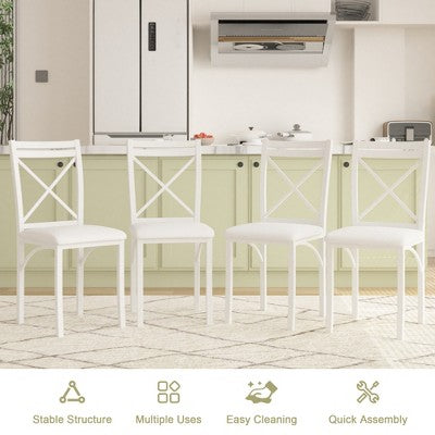 VECELO 5-Piece Dining Table Set for 4, Faux Marble Dinette with 4 Chairs for Kitchen, Small Space, Black/White