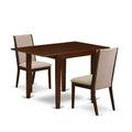 HomeStock 3-Pc Mahogany Finish Rectangular Solid Wood Top With Dropleaf Dining Table Set