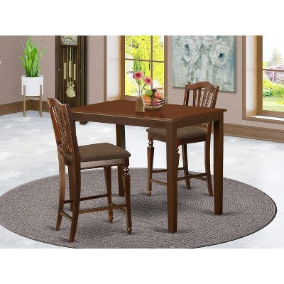 Cool Counter Height Dining Set - 5 Piece Table & Bar Stools - Modern Mahogany Finish