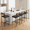 Bar Stools Set of 6, Kitchen Bar Stools with Footrest, Upholstered Bar Chairs with Back, Counter Height Barstools for Counter Bar, Easy Assembly