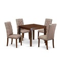 HomeStock 5-Pc Mahogany Finish Solid Wood Top - Rectangular Dining Room Set with High Back - Seats 4