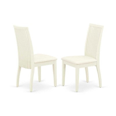3-Piece Linen White Finish Solid Wood Top - Round Dining Room Set - Seats 4