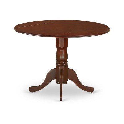 HomeStock Belmont 5 Piece Dining Room Set Consists of a Round Kitchen Table with Dropleaf and 4 Upholstered Chairs, Mahogany