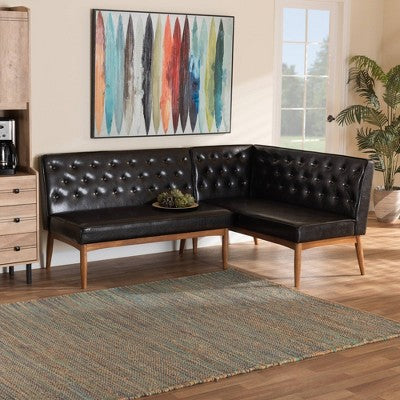 2pc Riordan Wood Dining Nook Banquette Set - Baxton Studio