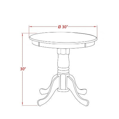 3-Piece Black and Cherry Finish Solid Wood Top - Dining Room Set with High Back - Seats-4