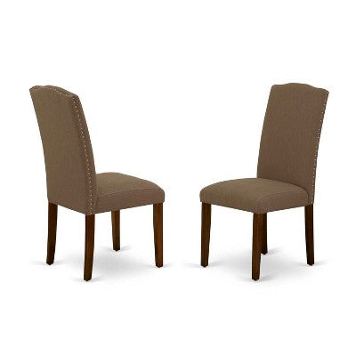 3-Piece Mahogany Finish Solid Wood Top - Button Tufted Upholstered Dining Room Set - Seats 4