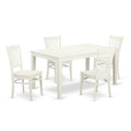 HomeStock 5-Piece Linen White Finish Solid Wood Top Dining Table with 4 Chairs