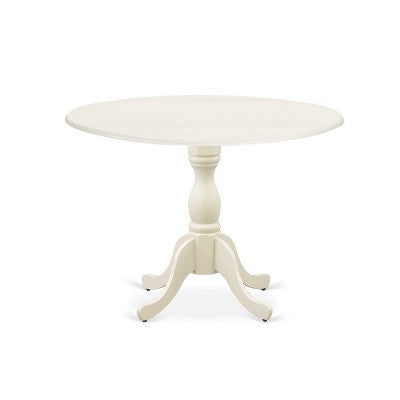 HomeStock 5-Piece Linen White Finish Solid Wood Top Dining table with 4 Chairs with Drop Leaf Lattice Back