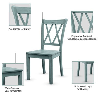 Costway 5 PCS Dining Set Modern Rectangle Table & 4 Rubber Wood Chairs Kitchen Breakfast