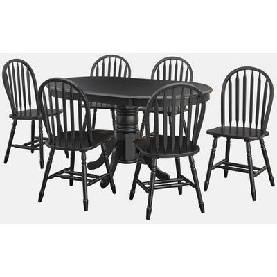 Buylateral 7pc Lancaster Farmhouse Solid Wood Extendable Dining Table Set