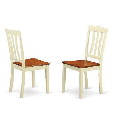 HomeStock Belmont 3 Piece Sudbury Set With One Round Dinette Table And Two Dinette Chairs With Wood Seat In A Beautiful Buttermilk and Cherry Finish