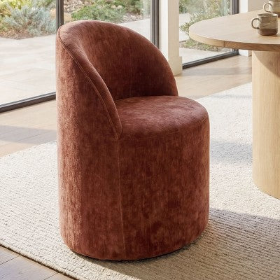 Dining Table Set for 6, Oval 79 Table and Chenille Fabric Armless Barrel Chairs with Casters, Perfect for Kitchens-Panipeachy