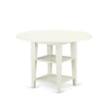 HomeStock 3-Pc Linen White Finish Round Solid Wood Top with Dropleaf Dining Table Set
