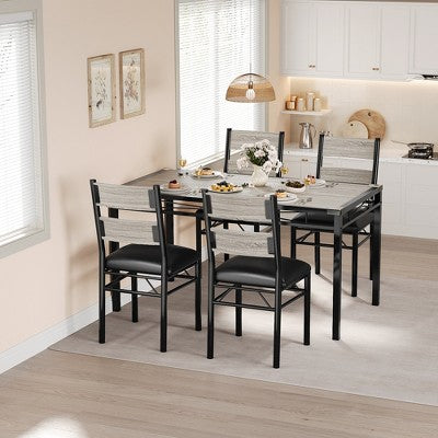 Dining Table Set for 4, Dining Room Table Set, Wood Kitchen Table and Chairs Set of 4 with Upholstered Chairs for, Kitchen Room, Apartment