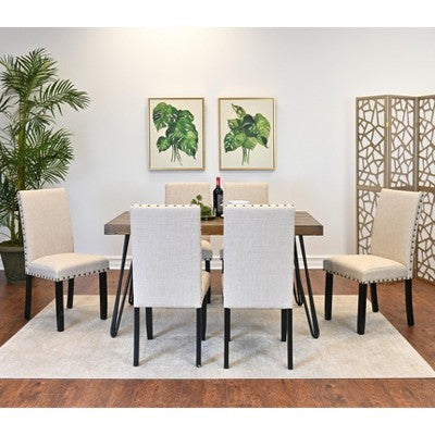 Amisos 7-Piece Dining Set, Hairpin Dining Table with 6 Chairs, 3 Color Options