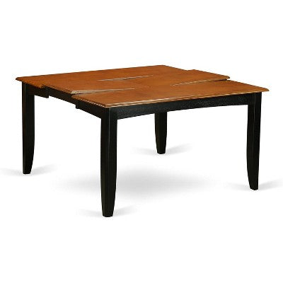 HomeStock Belmont 9Pc Square 36/54 Inch Family Table With 18 In Butterfly Leaf And 8 Wood Seat Dining Chairs