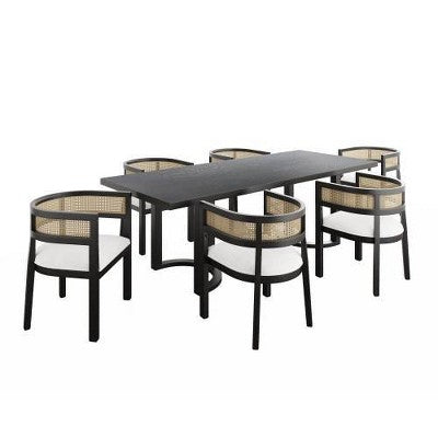 Christopher Knight Home Avery 7pc Cane and Rubberwood Upholstered Dining Set