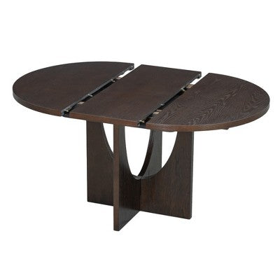 5 Pieces Extendable Round Dining Table Set for 4, Modern Kitchen Dining Table with Removable Leaf and 4 Upholstered Chairs for Dining Room