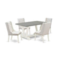 HomeStock 5-Piece Rectangle Natural Oak Finish Solid Wood Top Dining Table with 4 Parson Chair