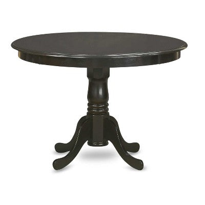 Round Dining Table Set 3pc - 42 Table & 2 Parson Chairs - Cappuccino Finish - Linen Fabric - Home Dining Room