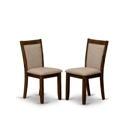 HomeStock Round Dining Table Set Antique Walnut Linen Chairs